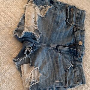 American Eagle Outfitters Blue Distressed Jean Shorts